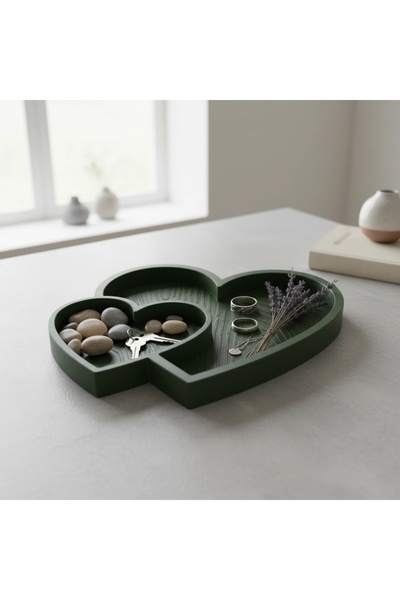 OEM Bol Decorativ Inimi Împletite Obiecte Mici - Olive green compozit mat