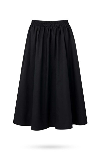 5in1Canpolat Crna poplin midi suknja 4603