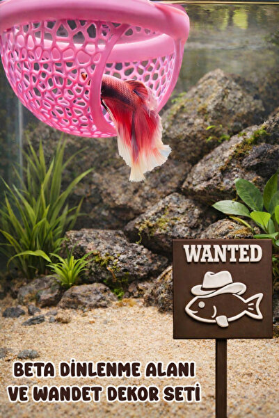 Akvaryum Beta Dinlenme Alanı ve Wanted Dekor Seti • 2'li Settir ( KarmaRenk )