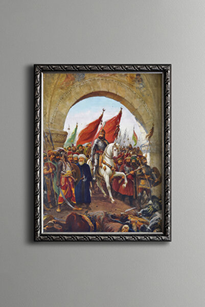 epiqart Fatih Sultan Mehmed Han'ın İstanbul'a Girişi - Vintage Desenli Çerçev...