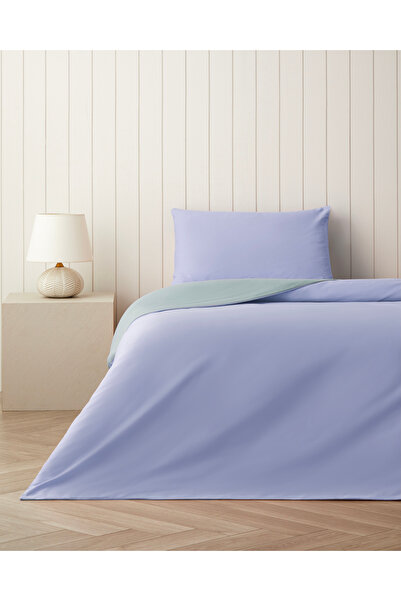 English Home Plain Pamuk Tek Kişilik Nevresim Takımı 160x220 cm Ortanca Mavi-...