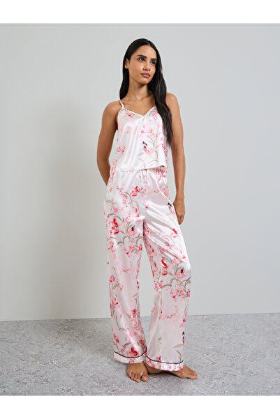 Take Two By Styli Light Pink Floral Print Cami and Pyjama Set