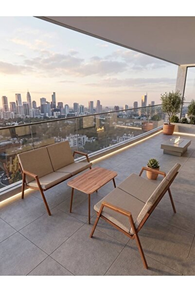 Dekoroom's VİENTO 2-2 BAHÇE BALKON MOBİLYASI, SEHPALI,KAHVE İSKELET KUMAŞ REN...