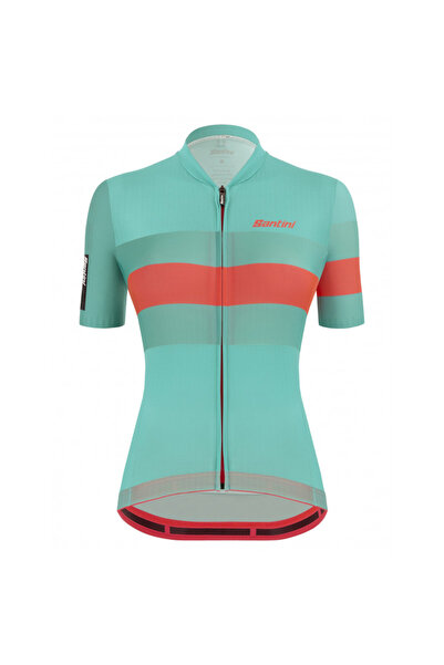 Santini Tricou de ciclism pentru femei Sleek Bengal-Turquoise/Orange-L