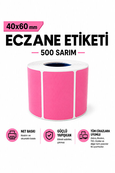 RULORULO 40x60 Termalna apotekarska etiketa za recept u ružičastoj boji, 10 r...
