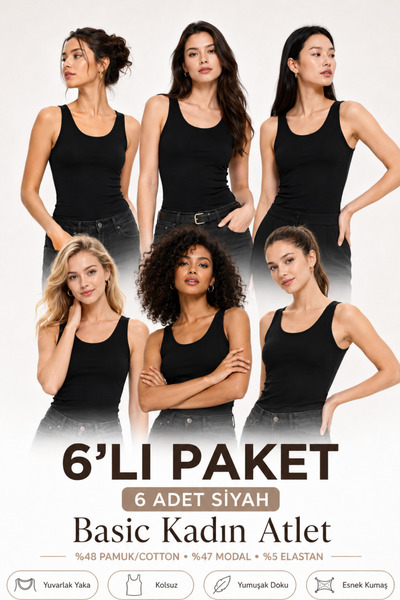 Loule Women's 6-Piece Cotton & Modal Thick Strap Flexible Daily Undershirt - ...