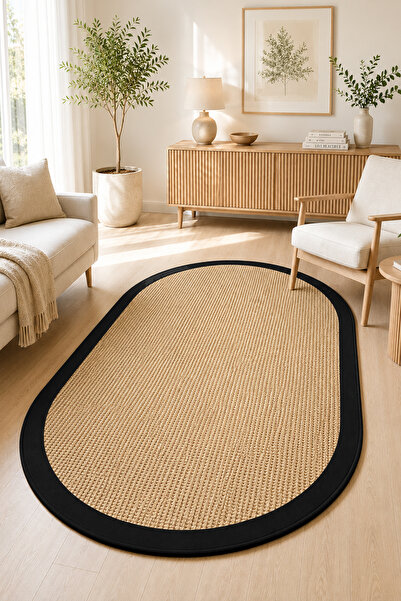 Chilai Home Rona Black Oval Makinede Yıkanabilir Kaymaz Taban Leke Tutmaz Dij...