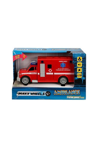 Maxx Wheels Masina de ambulanta cu lumini si sunete Maxx Wheels, 1:20, Rosu