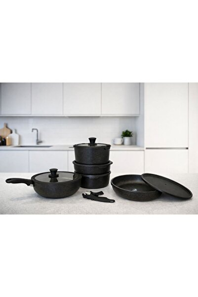 DONNOR Set Vase Granit Antiaderente 17 Piese cu Mâner Detașabil – Compatibil ...