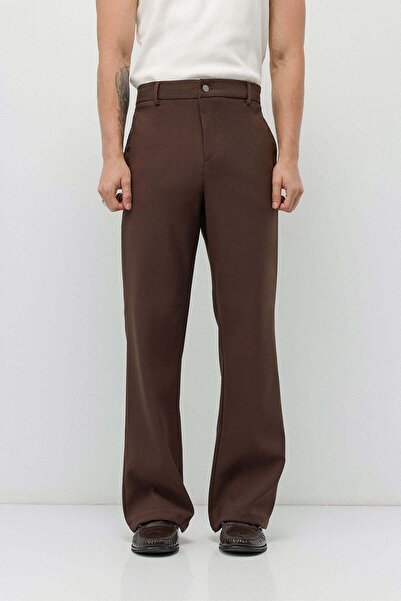 VAMOSCLO High waist relaxed wide leg fabric pants brown