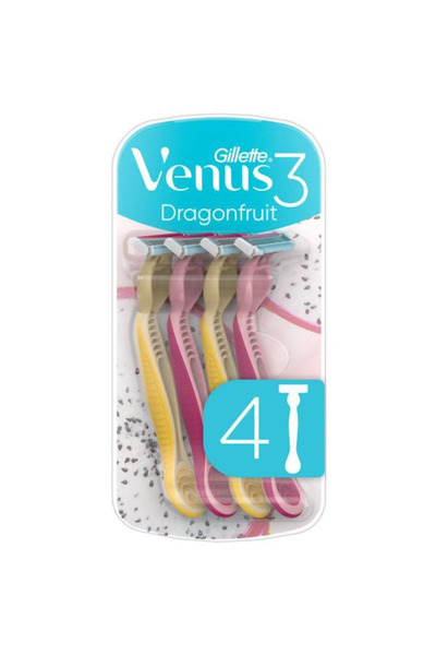 Gillette Ξυραφάκι τριών λεπίδων για γυναίκες - Venus 3 Dragonfruit, 4 τεμάχια
