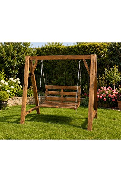 WOODENSA Ahşap Bahçe Balkon Salıncağı 170x95x164 Cm