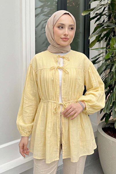 zhrcelebi Ön Büzgülü Uzun Tunik 262338 - Sari