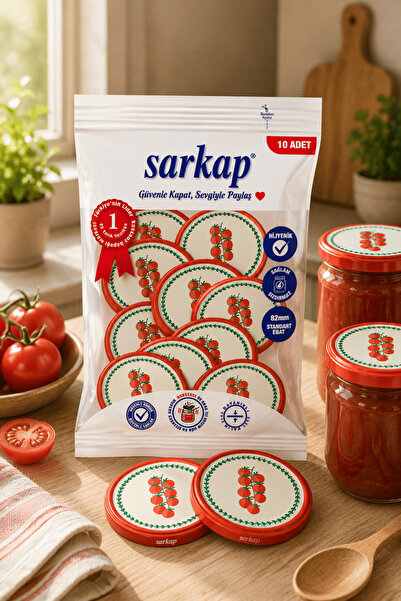 Sarkap Hijyenik Paketli 10'lu 82 mm Kapak - Pop Art Sebze Seri - Domates