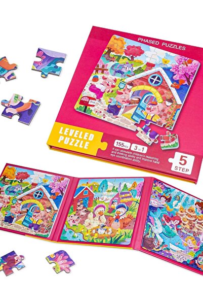 OEM Puzzle magnetice de călătorie educative pentru copii, 155 piese, 17x17 cm