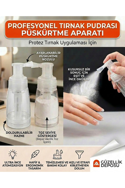 Güzellik Deposu Profesyonel Tırnak Tozu Püskürtme Aparatı Şişesi Protez Tırna...