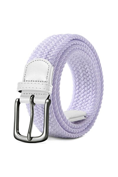 OEM Curea elastică împletită pentru pantaloni, universală, albă 3,5x120 cm