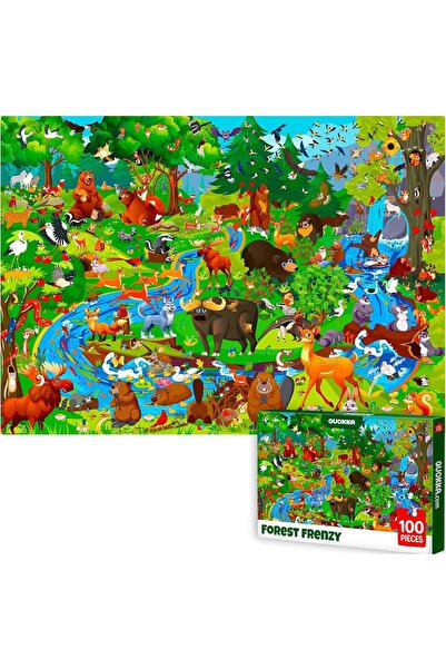 OEM Puzzle educaționale pentru copii cu 100 de piese 41x30 cm Animale din pădure