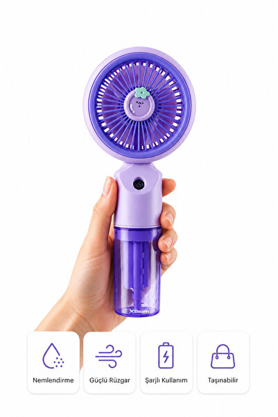 Steam Rechargeable Mini Fan Portable Hand Fan Fruit Themed 3-Stage Speed Adjustment 500mAh Battery