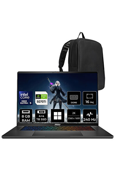 MSI Stealth 16 AI+ Intel Core Ultra 9-386H RTX 5070 Ti 12GB 125W 8GB RAM 4TB ...