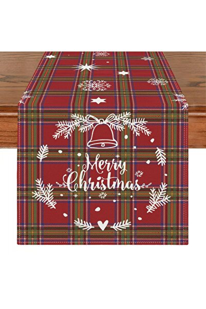 OEM Față de masă festivă pentru decor, de Crăciun, roșie, 40x140 cm