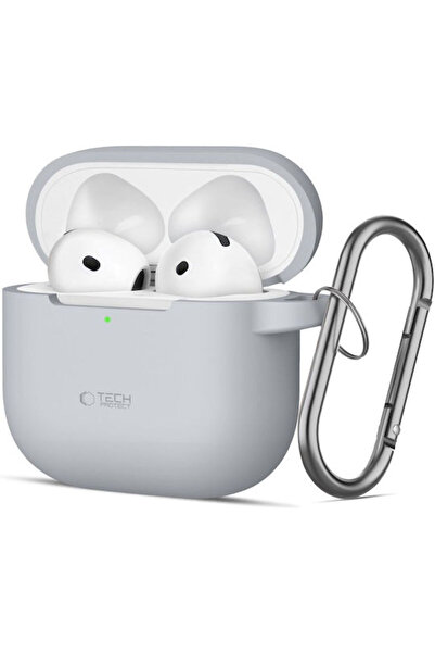 Tech-Protect Θήκη σιλικόνης με γάντζο σε γκρι χρώμα για Apple AirPods 4