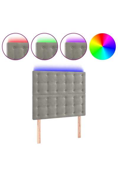vidaxl Tăblie de pat cu LED, gri deschis, 100x5x118/128 cm, catifea