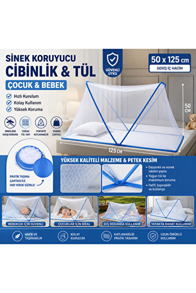 EVİMİST Portatif Sinek Koruyucu Cibinlik ve Tül 50 x 125 cm – ÇOCUK & BEBEKİç...