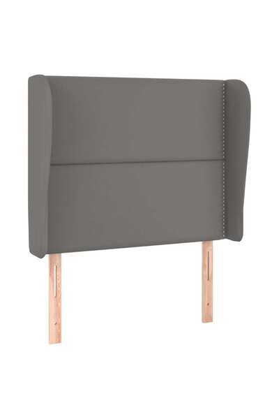 vidaxl Tăblie de pat cu aripioare gri 93x23x118/128 cm piele