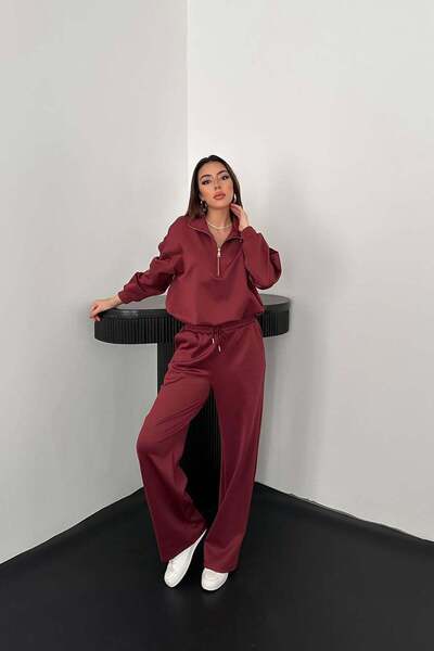 Caddebostan Moda Women's Front Zippered Scuba Fabric Two-Piece Tracksuit Set