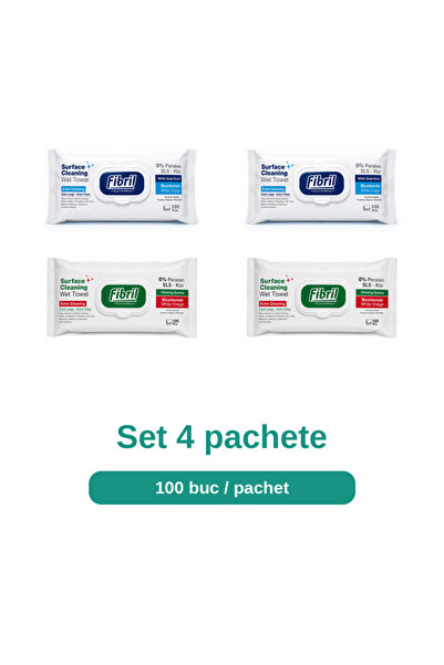 Fibril Set Servetele Umede pentru Suprafete, Mix White Soap si Aroma Fresh, 4...