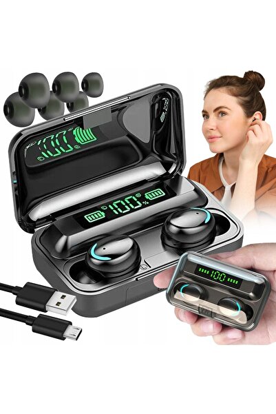 Ayawaska Casti wireless Bluetooth cu powerbank, casti TWS cu microfon, contro...
