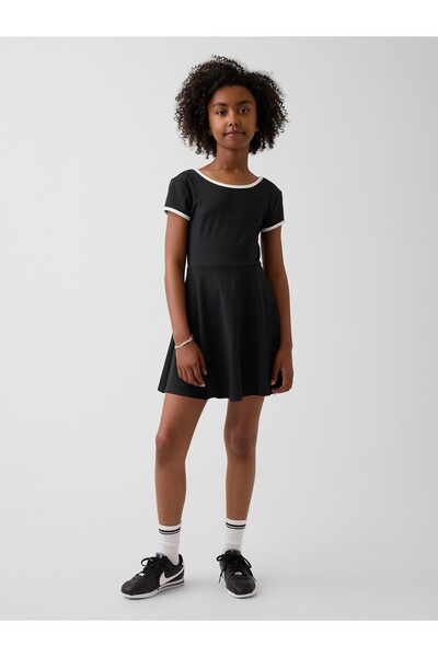 GAP Kız Çocuk Siyah Cap-Sleeve Athletic Elbise