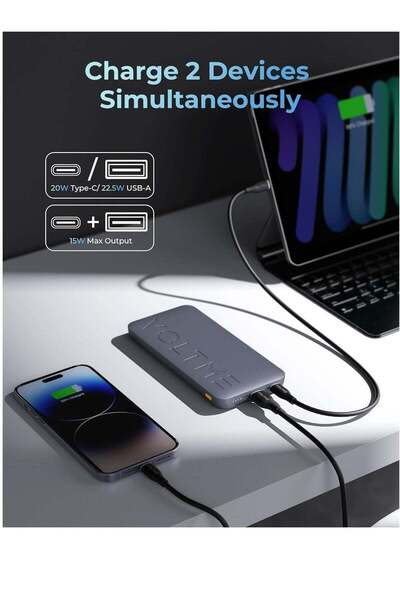 VOLTME 20,000 mAh Fast Charging Power Bank – 22.5W PD & QC 3.0 USB-C / Type-C Slim Portable Battery Pack