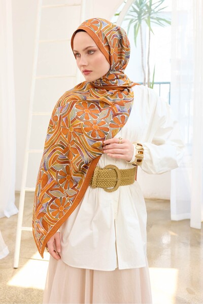 Silk Home Urban Hours Bohemian Daisy Orange Mayda Shawl