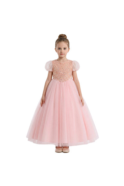Bidani - Puff Sleeve Princess Party Dress - Pink - 3Y to 12Y