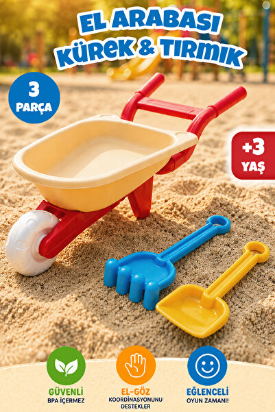 Meleni Toys 3 Parça El Arabası Oyun Seti - Kürek Tırmık Bahçe Plaj Kum Oyunca...