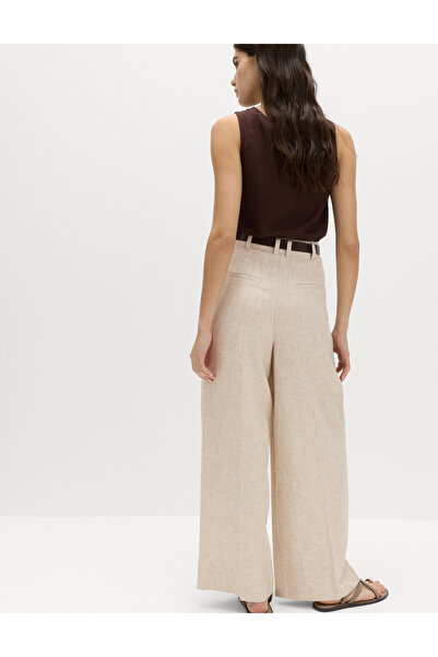 Marks & Spencer Keten Karışımlı Wide Leg Pantolon