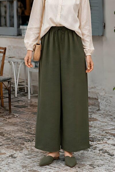 İmajButik Pantaloni Ayrobin cu picior larg, kaki închis