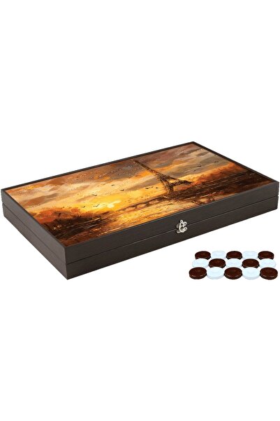FOXMAG24 Set de table din imitație de piele, model Turnul Eiffel, cutie 58x48 cm