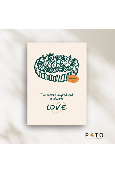 Pato Design 'Love - Strawberry Pie' Mutfak Dekoratif Tablo | Bej Çerçeveli | ...