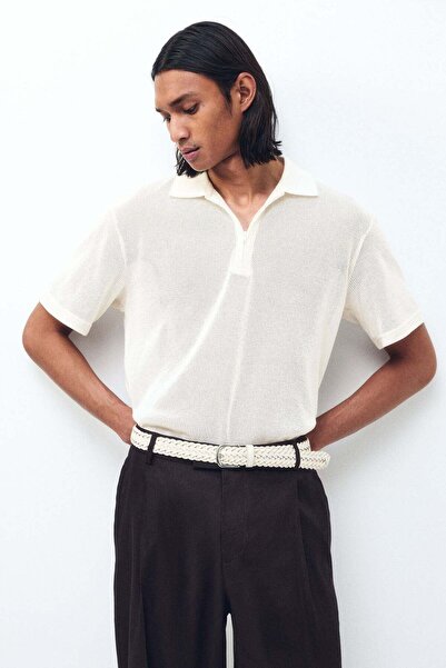 H&M Regular Fit Hole-knit polo shirt