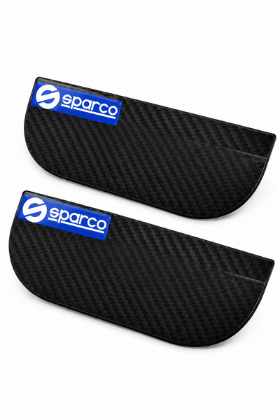 Ventoze Sparco Logo Carbon Patterned Side Mirror Rain Protector Visor Set of 2