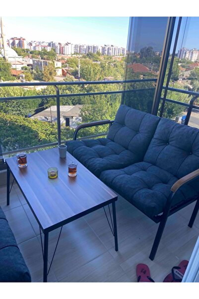 Sofmina Antrasit Metal Gövde Balkon, Bahçe, Cafe - Salon - Metal Kanepe Koltu...