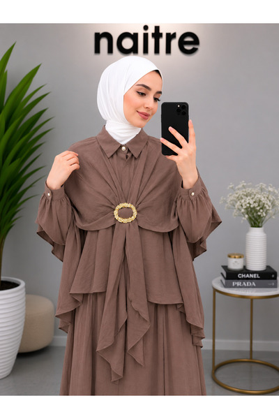 naitre طقم حجاب بتفاصيل عباءة ومشبك