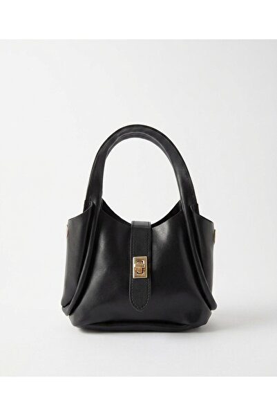 GENCATELİER Kadın Kilit Detaylı Minimalist El Ve Omuz Çantası Mini Tote Bag