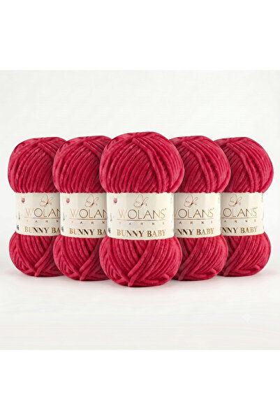 WOLANS Bunny Baby 08 Fir de tricotat din catifea magenta, fir de chenille pen...