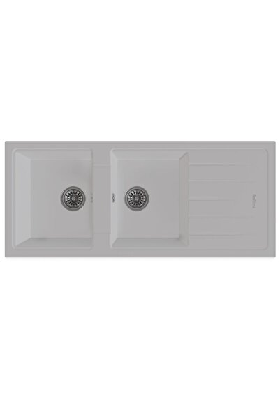 RealStone Esila P021 Damlalıklı Granit Evye 1160x500 mm Çift Göz Mutfak Evyes...