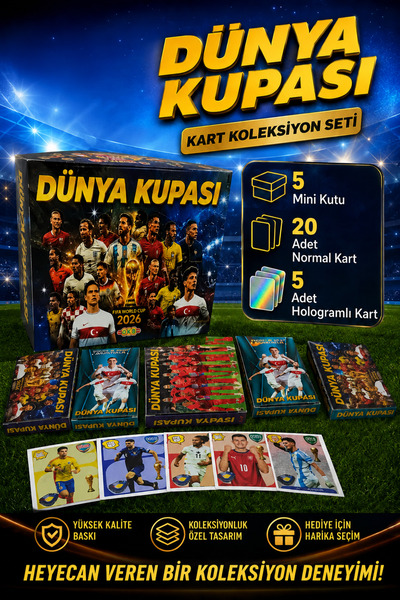 Emrah Gültekin 5 Minik Kutu 2026 Dünya Kupası Kart Koleksiyon Seti 25 Kartlı ...