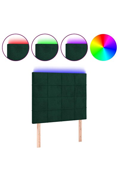 vidaxl Tăblie de pat cu LED, verde închis, 90x5x118/128 cm, catifea